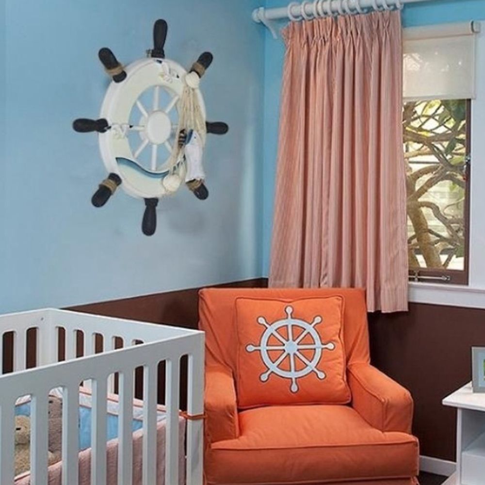 Fishing Boat Steering Wheel - Décoration murale vintage en bois, bateau